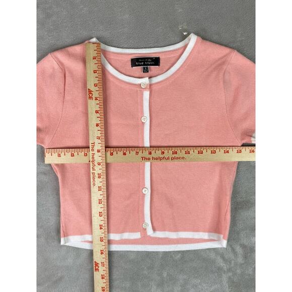 Blue Blush Super Super Soft Pink Button Up Shortsleeve Crop Top Women’s Small - Picture 6 of 8